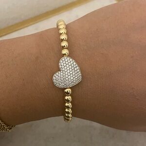 18k Gold 1ctw Diamond Heart bead ball cuff Bracelet designer TIRISI